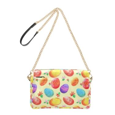 Imagem de Joitme Bolsa tiracolo feminina bolsa para celular colorida ovos de páscoa bege alça de couro PU bolsa de ombro