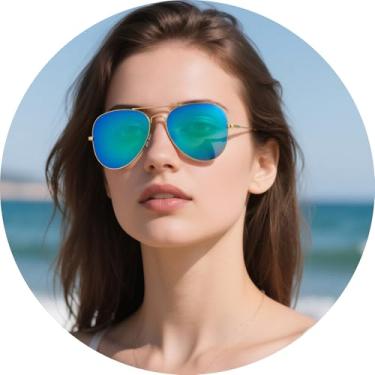 Imagem de Óculos de sol aviador para homens e mulheres, várias opções de estilos de cores, armação unissex para viagens, viagens ao ar livre, lazer, Azul