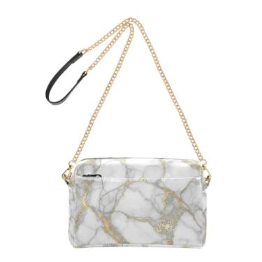 Imagem de Joitme Bolsa tiracolo feminina para celular, bolsa de ombro de couro sintético cinza e branco com alça de corrente