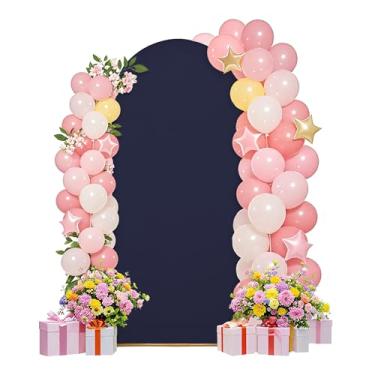 Imagem de Capas de arco de casamento de 1,8 m, capa de fundo de arco, conjunto de capas de arco, tecido elastano, pano de fundo elástico para decoração de festa de aniversário de casamento, chá de bebê (azul