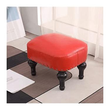 Imagem de Banqueta de apoio para os pés/descanso para os pés banco pequeno para uso doméstico, sala de estar, banco pequeno, banco de mesa de chá, banquinho de couro pequeno, banquinho para pés (cor: vermelho1
