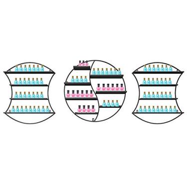 Imagem de Prateleiras de metal para armazenamento de esmaltes de parede, prateleira de esmalte de metal montada na parede e suporte de óleo essencial, usado em salão de beleza, perfume doméstico/cosméticos