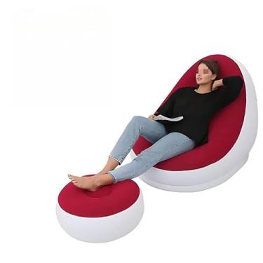 Imagem de Sofá Poltrona Inflável Portátil Ultra Confortável para Descanso, Ideal para Casa, Camping e Viagem - Resistente e Fácil de Armazenar (Estilo/A Vermelho)