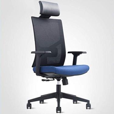 Imagem de Cadeira de escritório de malha respirável pés de liga de alumínio poltrona de elevação ajustável encosto giratório ergonômico cadeira de computador cadeira de conferência cadeira chefe (cor: azul
