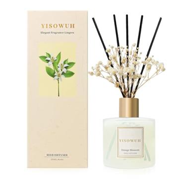 Imagem de YISOWUH Difusor de vara de rotim com fragrância de quarto, difusores de flor de laranjeira com 8 palitos de fragrância, difusor de fragrância de ambiente para prateleira de banheiro