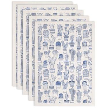 Imagem de SUPERDANT 5 peças de transferência de cacto sob o esmalte para cerâmica em vaso de cacto papel de transferência de argila decalques de cerâmica azul adesivos de transferência para cerâmica DIY