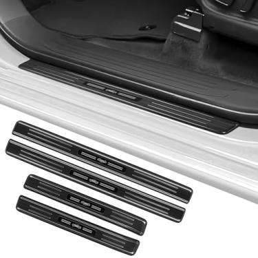 Imagem de smnuxwm Protetor De Soleira Porta Aço Inoxidável Para Toyota Tacoma 2024-2025 (4 Peças) - Proteção Pedal Dianteiro E Traseiro (Preto)