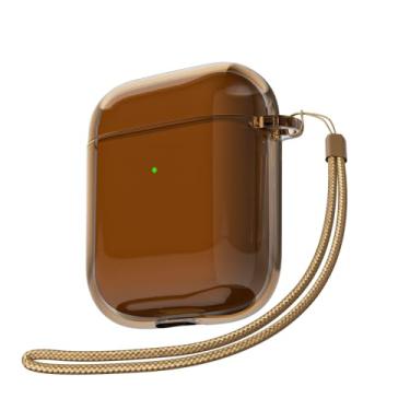 Imagem de Svanove Capa transparente para AirPods com alça, linda capa de plástico rígido transparente para AirPods 1ª 2ª geração com corda, capas protetoras femininas Y2K TPU à prova de choque para mulheres e