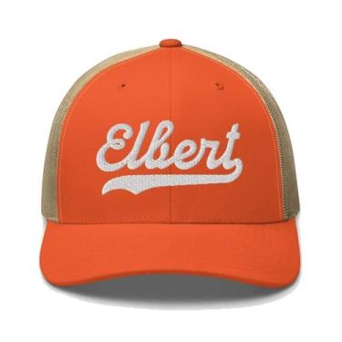Imagem de Elbert Boné Elbert Trucker Boné de Beisebol Bordado Escrita Vintage Malha Esportiva Swoosh Presente Lembrança Headwear CO TX, Laranja/cáqui rústico, tamanho �nico