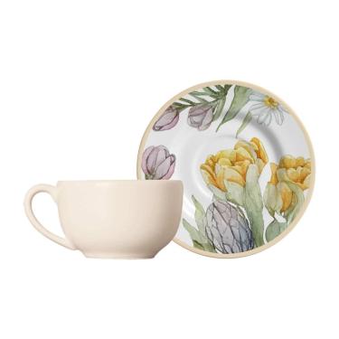 Imagem de Conjunto Com 6 Xícaras De Chá Com Pires Easter Colors 250 Ml