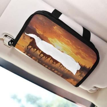 Imagem de SEHANY Suporte de lenços de carro Majestic Horse, caixa de lenços para carro, viseira solar, porta-guardanapos retangular, dispensador de máscara de carro, caixa de lenços de papel para automóveis