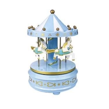 Imagem de Caixa de Música Carrossel com Luz LED Brinquedo Musical Rotativo 4 Cavalos para Meninas Crianças Filha Amigos