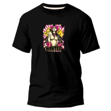 Imagem de Camiseta Básica Algodão Premium Estampa Digital Wanted Dtf - Pavesi, P