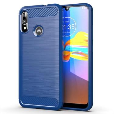 Imagem de Capa para Moto E6 Plus Capa,Material de fibra de carbono,Macio antiderrapante,anti-óleo,Proteção total de capa de telefone compatível com Moto E6 Plus-Blue