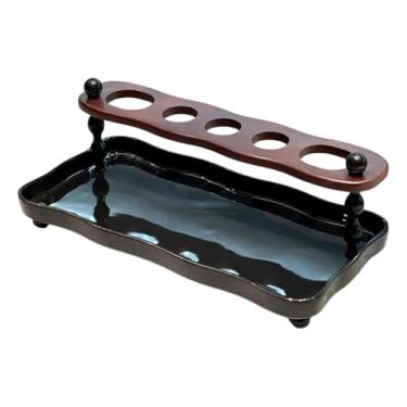 Imagem de WeiLaiKeQi Organizador de escova de dentes elétrica com 5 compartimentos para de banheiro, organizador de pasta de dente para de hotel, Bandeja Preta