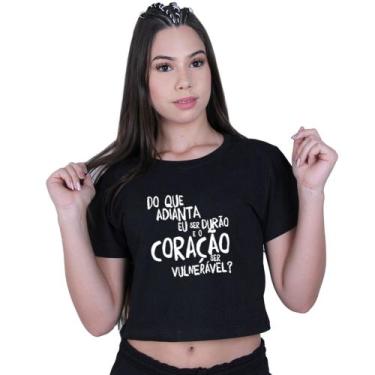 Imagem de Blusinha Cropped Algodão Ser Durão Racionais Mcs - Lafre, Preto, GG