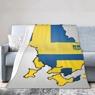 Imagem de Cobertor grande ultra macio com estampa da bandeira da Ucrânia Map02, perfeito para cama, sofá e viagens, manta de flanela aconchegante e quente