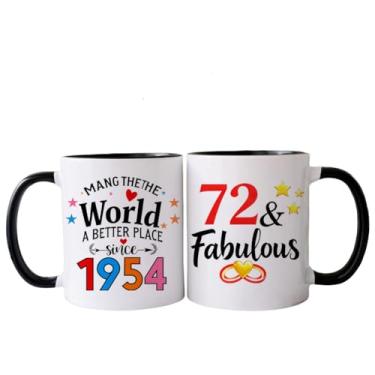 Imagem de PEJAFAN 1954 Presentes de aniversário de 72 anos para mulheres canecas de café, ideias de presente de aniversário de 72 anos para mulheres, homem, pai, marido, copos de aniversário de 72 anos preto e