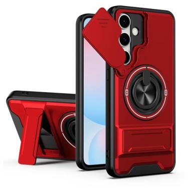 Imagem de SORAKA Capa para Samsung Galaxy S24 FE com suporte,proteção de lente com janela e capa dupla de PC e TPU compatível com suporte magnético para carro