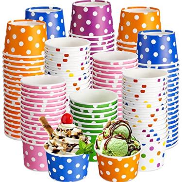 Imagem de 240 copos de sorvete de 142 g copos de sobremesa descartáveis tigelas de sorvete de bolinhas copos de lanche de papel para aniversário, Páscoa, casamento, carnaval, suprimentos de festa para sundae