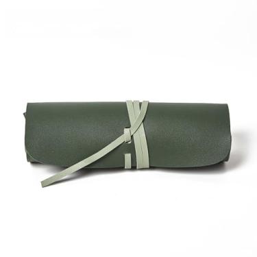 Imagem de Organizador de maquiagem minimalista – Bolsa de cosméticos estilo coreano para lápis de sobrancelha, pincéis de sombra e pequenos utensílios de beleza (verde)