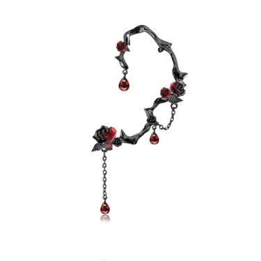 Imagem de Clipe de orelha rosa espinho gancho de orelha perfurado gótico acessórios femininos modernos acessórios rosa personalizados MO41