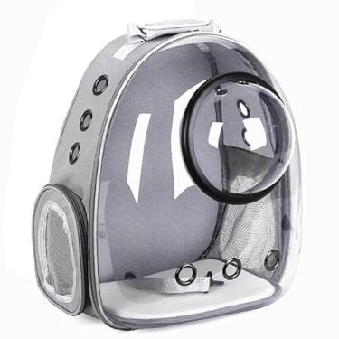 Imagem de Mochila Transportadora Para Gatos Com Janela Panorâmica E Ventilação - Passeio, Viagem, Veterinário e Dia a Dia(Cinza【12 Orifícios】)