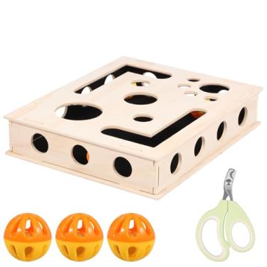 Imagem de Caixa de enriquecimento de quebra-cabeça para gatos, arranhador de lixa de unha para gatos com 3 bolas, alternativa sem estresse, brinquedo interativo para gatos em ambientes internos