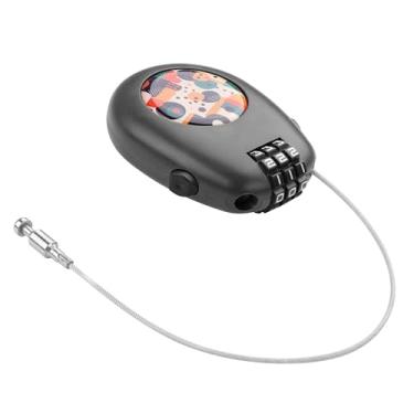 Imagem de YAODHAOD Trava de cabo de combinação de 3 dígitos, armário de academia de aço retrátil, armário escolar, trava de bagagem e bicicleta, design compacto colorido (preto)