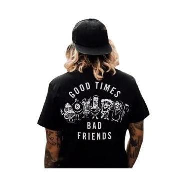 Imagem de Camiseta Masculina Oversized Gótica Harajuku Com Estampa De Caveira, M