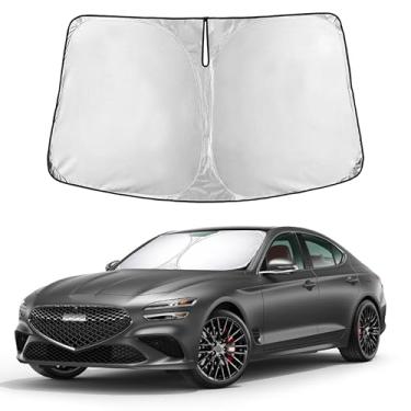 Imagem de EcoNour Para-brisas para Genesis G90 2017–2022 | Persiana de janela frontal de ajuste personalizado | Bloqueia raios UV prejudiciais e reduz o calor | Viseira dobrável com bolsa de armazenamento