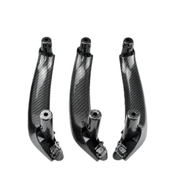 Imagem de Compatível com bmw f25 f26 x3 x4 2011-2017 preto bege cor de fibra de carbono porta lateral esquerda interior alça puxar guarnição(RHD 3Pcs Carbon)
