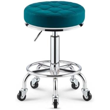 Imagem de Banquetas giratórias com rodas Banqueta de beleza resistente polia para salão de beleza cadeira especial grande banco de trabalho levantamento de unhas giratório salão de beleza barbearia banco de
