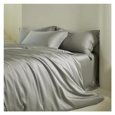 Imagem de Conjunto de cama de verão 600TC de tecido macio e sedoso - Jogo de capa de edredom Queen King casal solteiro, fronhas, conjunto de cama (E 220 x 240 cm, conjunto de 4 peças)