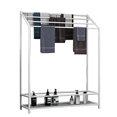 Imagem de Toalheiro para toalheiro de banheiro, suporte de toalha com barra de aço inoxidável e prateleira de armazenamento inferior, organizador de acessórios para banheiro/branco/70 x 25 x 120 cm (dourado 70