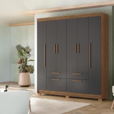 Imagem de Guarda-roupa Casal Santos Andirá Guarapuava Com 194,4cm Jatobá Com Grafite