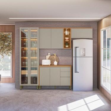 Imagem de Cozinha Completa 4 Peças Com Cristaleira Allure Jequitibá-gris Fosco