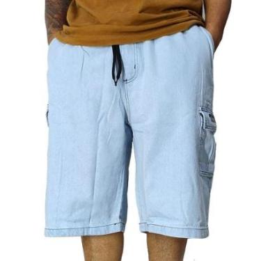 Imagem de Bermuda Jeans Trip Side Azul Delavê Bordado B031-Masculino