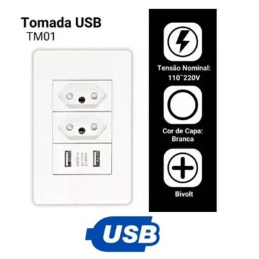 Imagem de Tomada Usb Carregador Turbo Tipo C Parede Bivolt 4X2 Cor