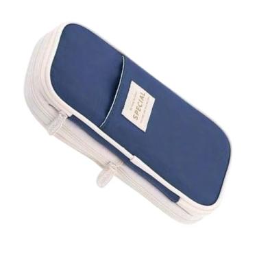 Imagem de Estojo Escolar Box Organizador Com Divisórias Grande Bolsinha (Azul Escuro)