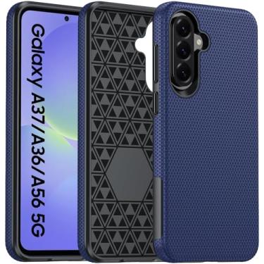 Imagem de BSNRM Capa para celular Galaxy A37+A36+A56 5G, textura antiderrapante triangular, proteção contra quedas de grau militar, capa para Samsung A37 5g, testada contra quedas de 4,3 m, capa à prova de