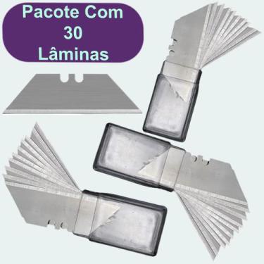 Imagem de 30 Lamina Trapezoidal Para Estilete Profissional Refil 19mm Aço Sk5 - 