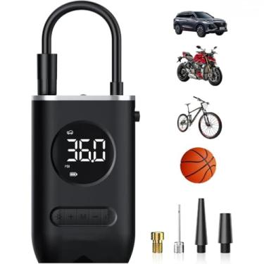 Imagem de Mini compressor de ar portátil recarregável digital USB para inflar pneus