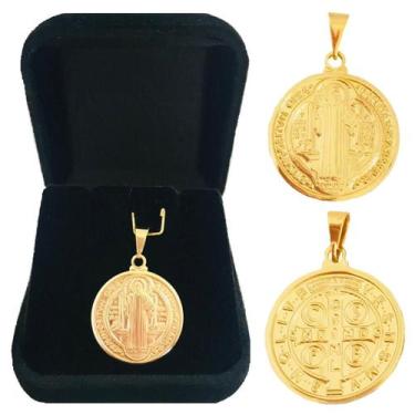 Imagem de Medalha Milagrosa São Bento Dupla Face Banhado a Ouro 18k - Dinis Joia