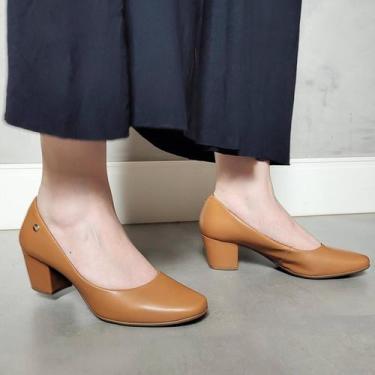 Imagem de Sapato Conforto Firezzi Scarpin Salto Baixo 239501, 35, Caramelo