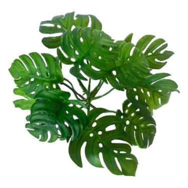 Imagem de Buquê de Costela de Adão Artificial Realista Planta Decorativa Premium 30cm(VERDE)