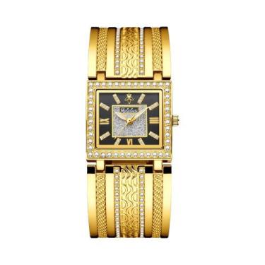 Imagem de Relógio De Quartzo Feminino Com Pulseira De Strass E Bracelete Esculpi