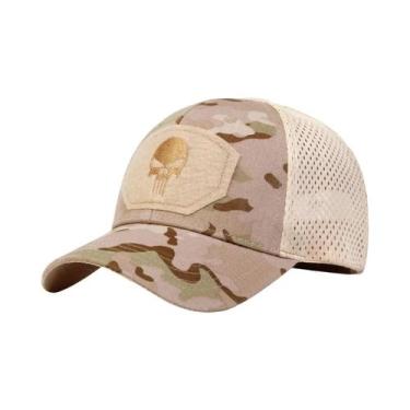 Imagem de Boné De Beisebol Unissex Ajustável Com Bordado De Caveira Em Tela Resp