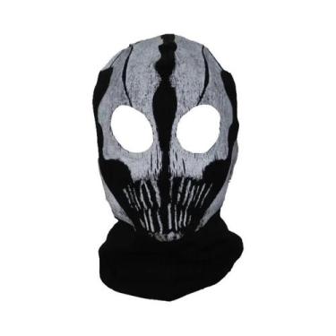 Imagem de Balaclava De Rosto Inteiro 100% Algodão Com Estampa De Caveira, Máscar