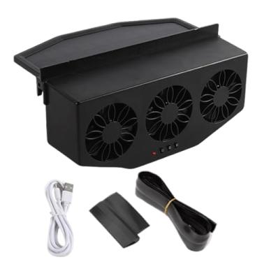 Imagem de Exaustor de solar, purificador de ar para veículos - Carregamento USB Ventilador de exaustão automático 1200 mAh para mulheres, homens, caminhões, carros, veículos RV